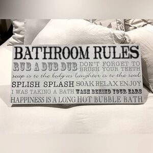 Bathroom wall decor sign